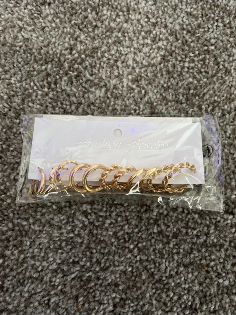 Gold-Tone Women’s Mixed Hoop and Twisted Ring Earring Set